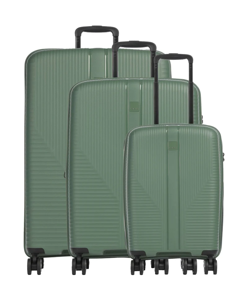 Travelite Air Stripe Slim 4-Rollen Trolley Set green
