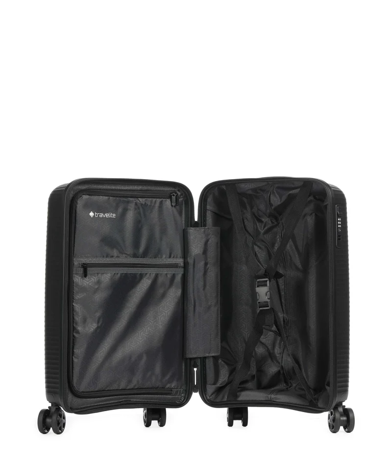 Travelite Air Stripe Slim 4-Rollen Trolley black