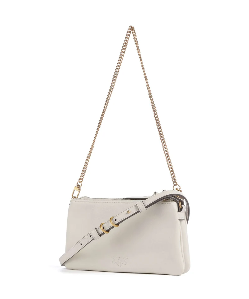 Pinko Double Mini Schultertasche bianco seta/antique gold