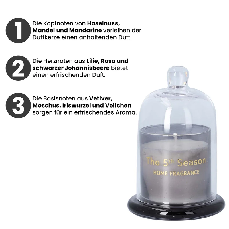 The 5th Season: Duftkerze Becher mit Glasdeckel, Grau