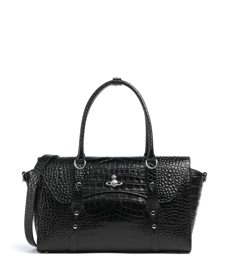 Vivienne Westwood Bettina Embossed Croc Medium Shopper black