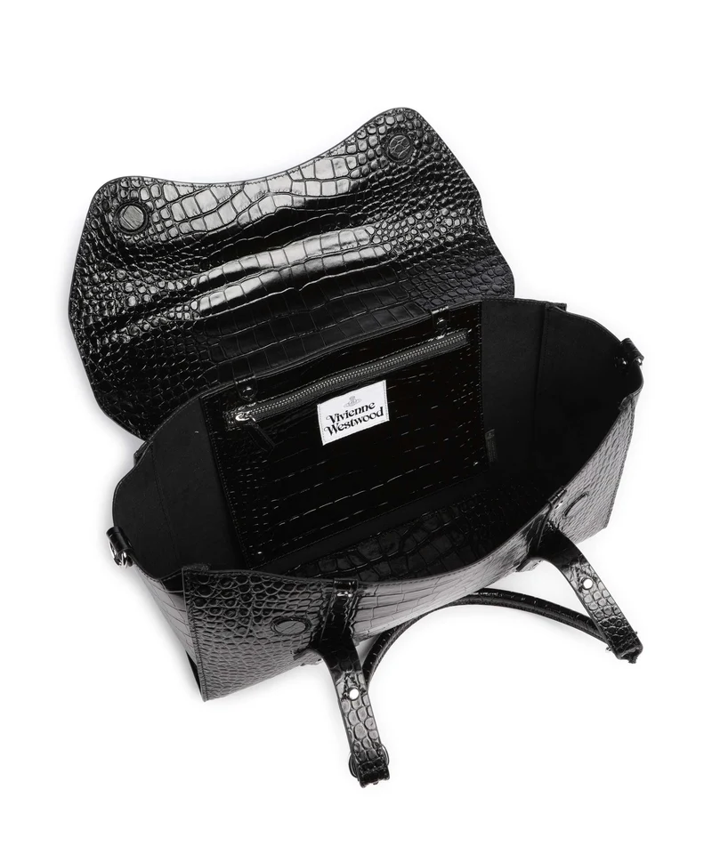 Vivienne Westwood Bettina Embossed Croc Medium Shopper black