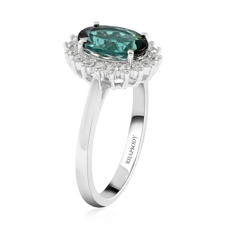 Rhapsody AAAA Indicolith und weißer Diamant-Ring, VS E-F, 950 Platin ca. 1.55 ct