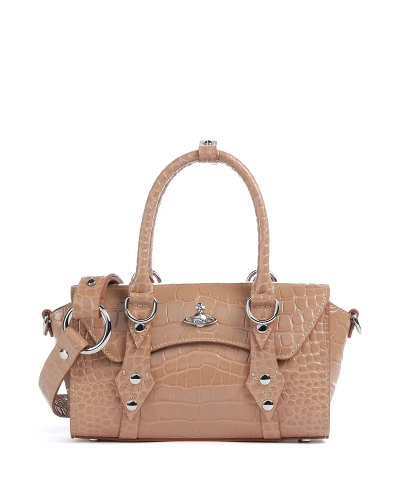 Vivienne Westwood Bettina Embossed Croc Mini Handtasche dusty pink