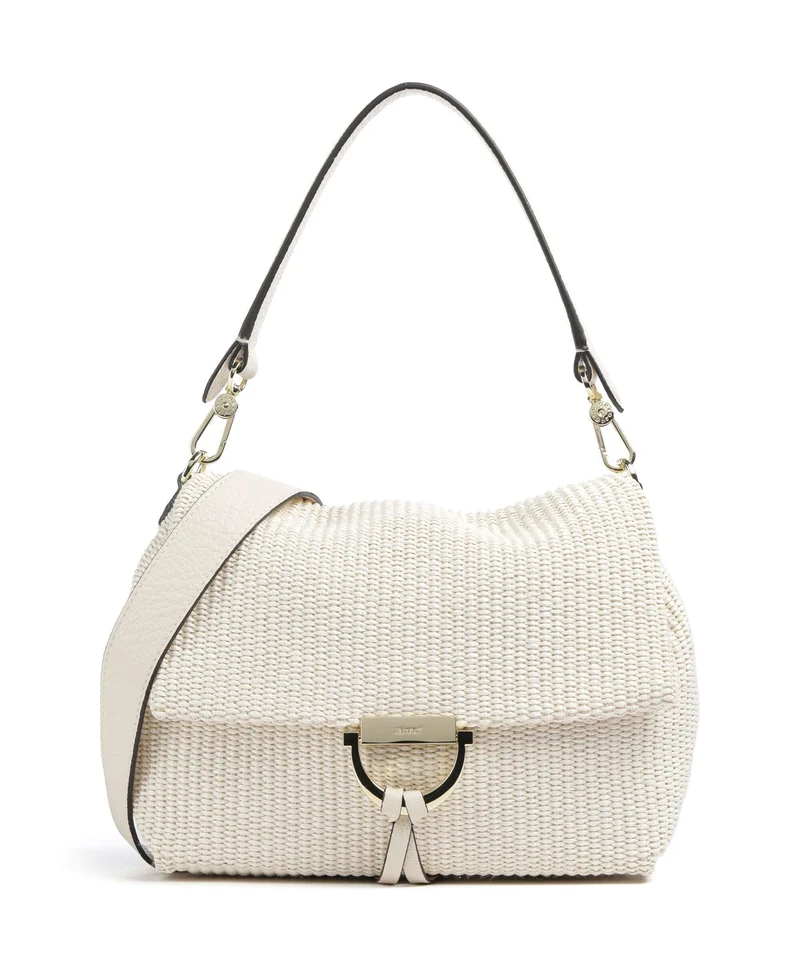 Abro Raffia Classica Temi Medium Schultertasche beige