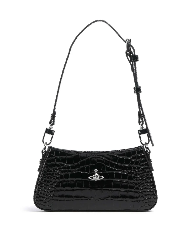 Vivienne Westwood Tasha Embossed Croc Schultertasche black