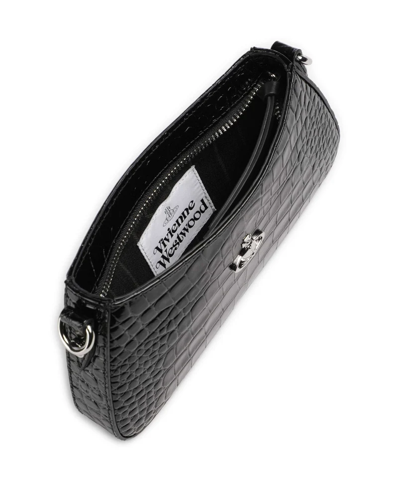 Vivienne Westwood Tasha Embossed Croc Schultertasche black