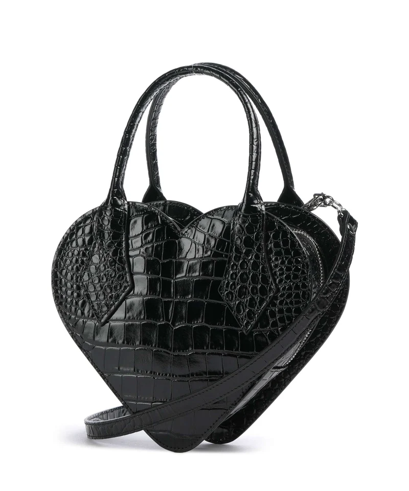 Vivienne Westwood Josephine Heart Embossed Croc Handtasche black