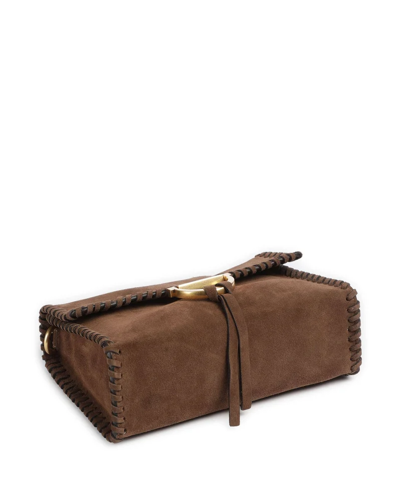Abro Suede Temi Stitch Schultertasche wood