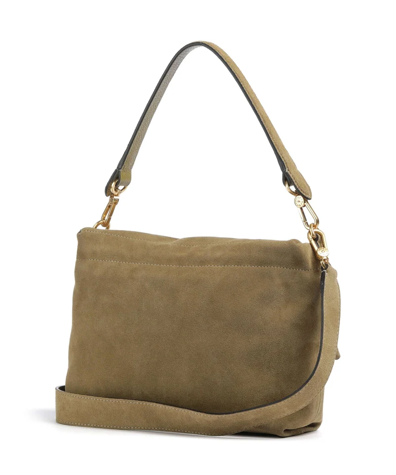 Abro Suede Temi Medium Schultertasche mud