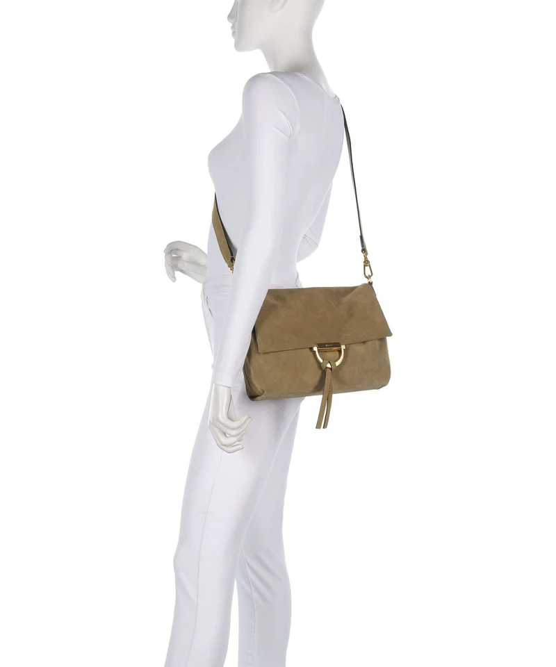 Abro Suede Temi Medium Schultertasche mud