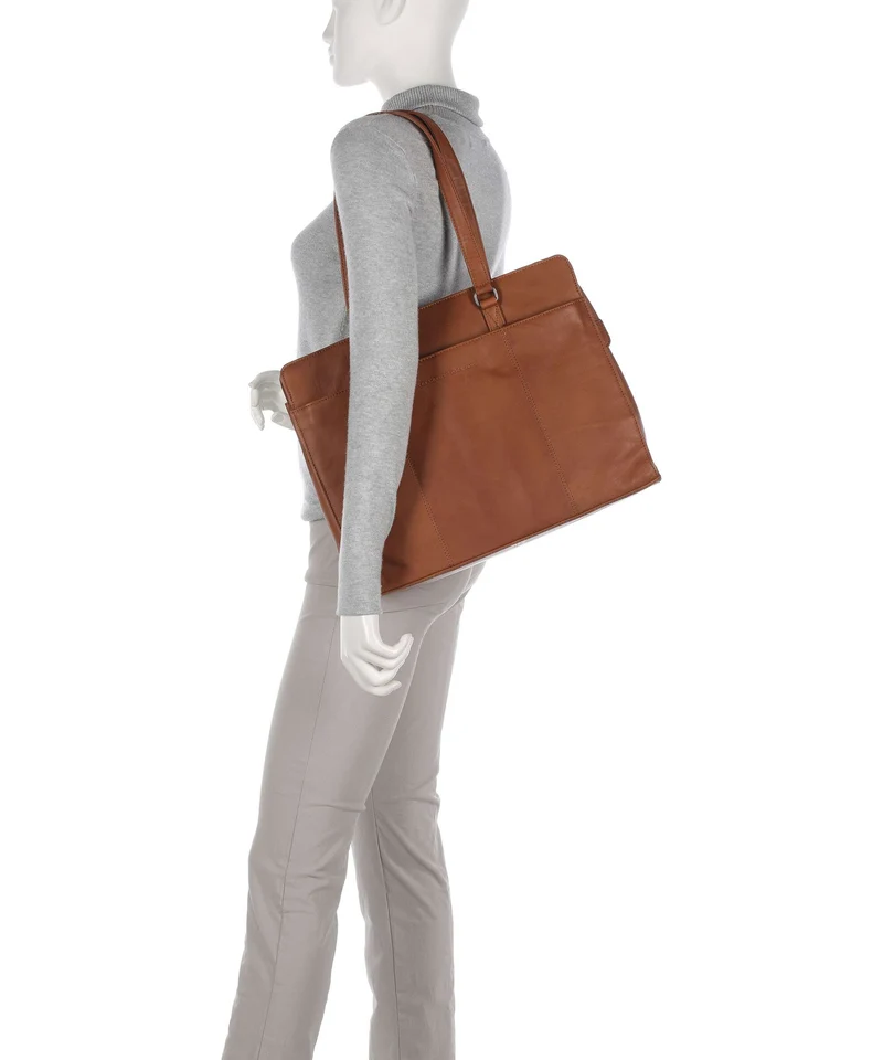 The Chesterfield Brand Wax Pull Up Cow Fidenza Shopper cognac