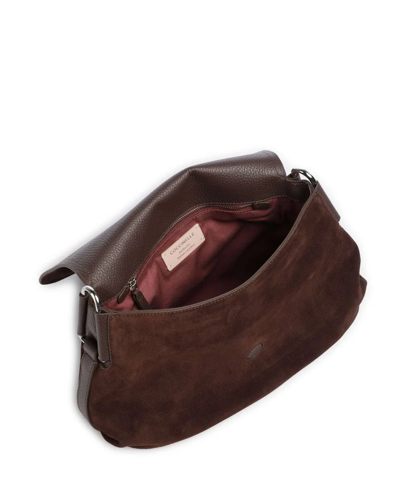 Coccinelle Rebekka Suede Schultertasche brunette