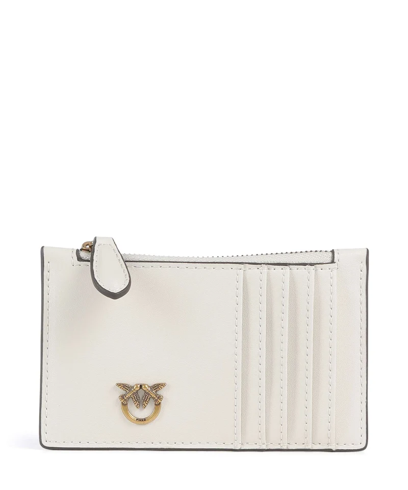 Pinko Airone Kreditkartenetui bianco seta/antique gold
