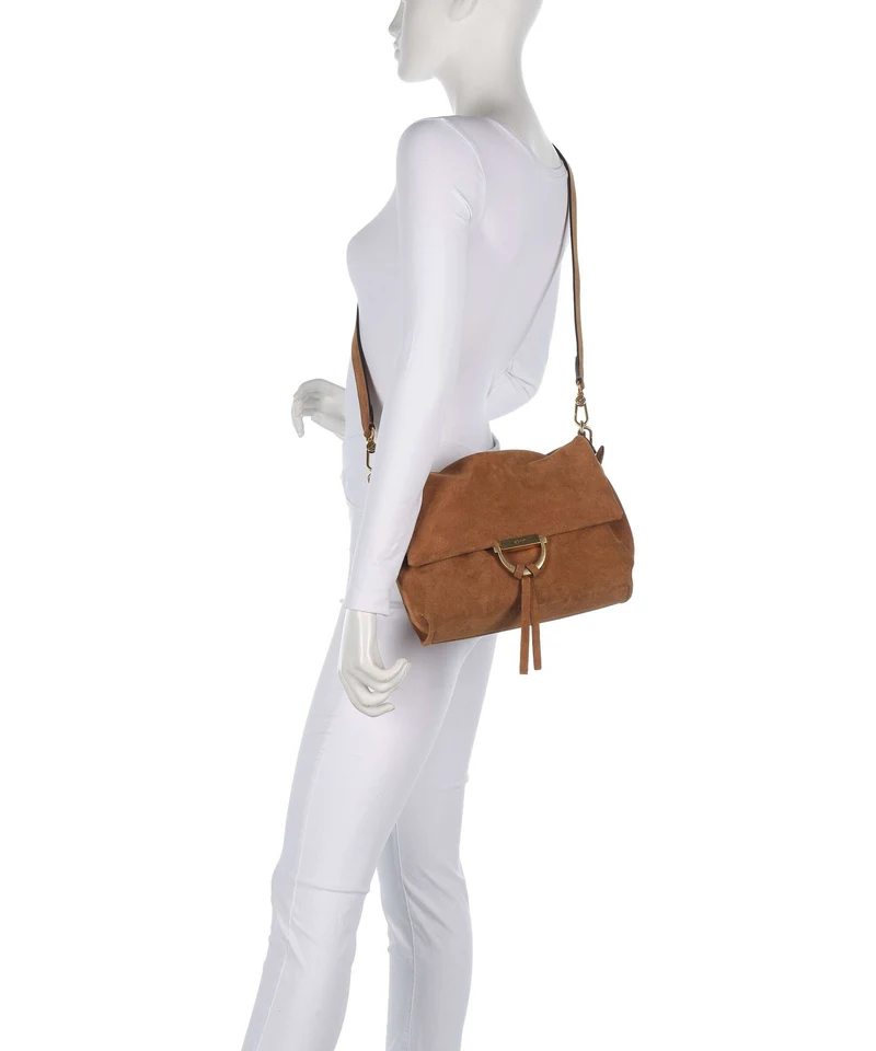 Abro Suede Temi Medium Schultertasche cuoio