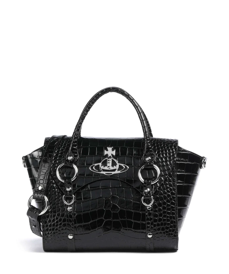 Vivienne Westwood Betty Embossed Croc Medium Handtasche black