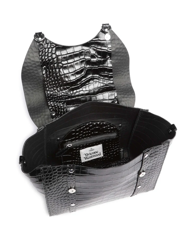 Vivienne Westwood Betty Embossed Croc Medium Handtasche black