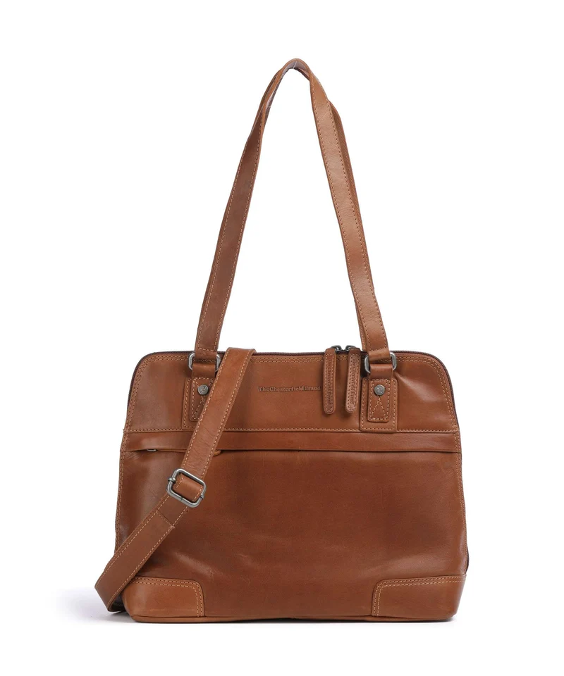 The Chesterfield Brand Wax Pull Up Cow Belgrado Schultertasche cognac
