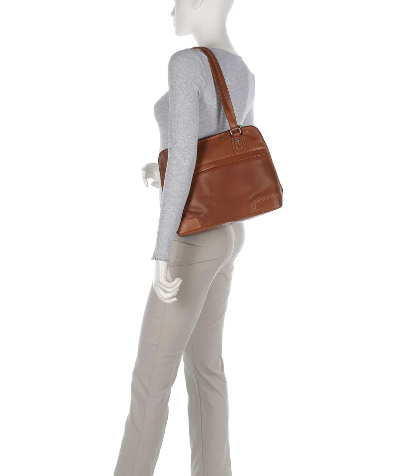 The Chesterfield Brand Wax Pull Up Cow Belgrado Schultertasche cognac