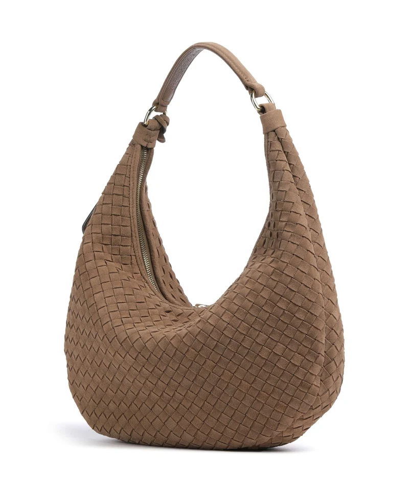 Abro Suede Weaving Nana Small Beuteltasche camel