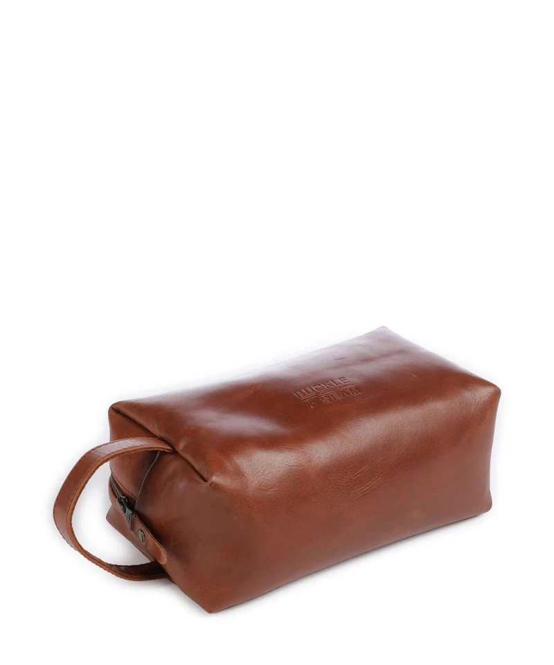 Buckle & Seam Crazy Horse Everest Kulturbeutel cognac