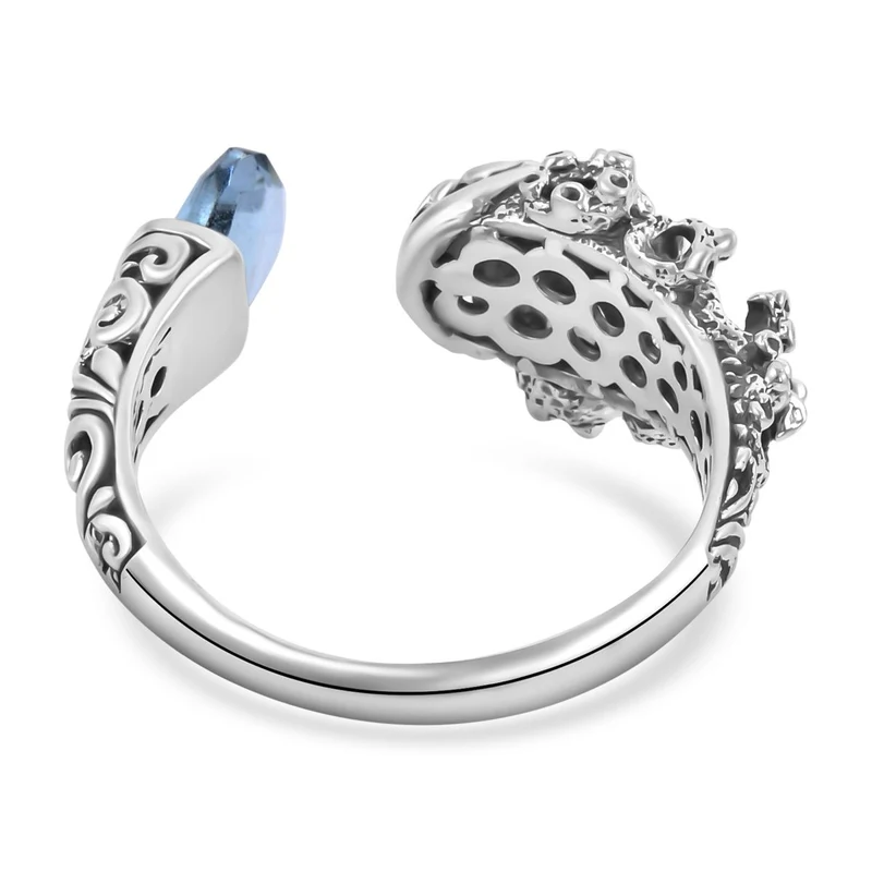 Royal Bali - Himmelblauer Topas Ring, 925 Silber ca. 3,00 ct