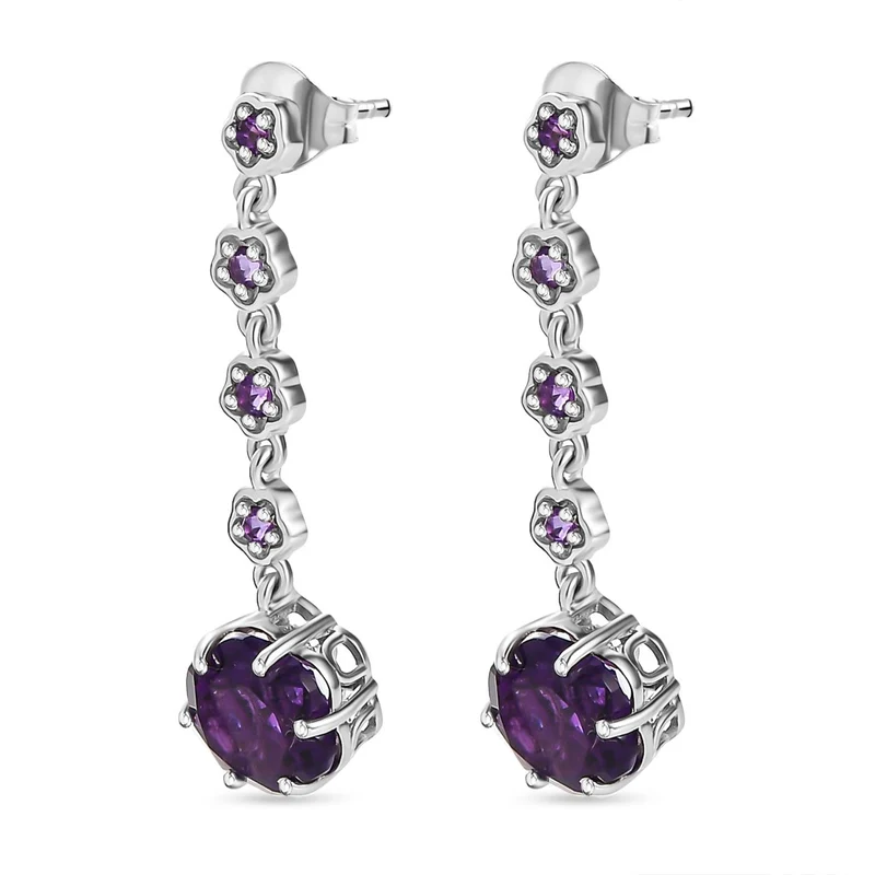 GP Italienische Garten Kollektion - Afrikanische Amethyst Ohrringe, 925 Silber platiniert ca. 6.89 ct