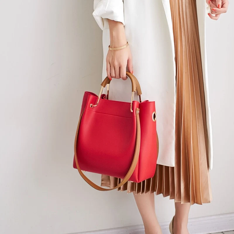 RETRO Vegane Lederhandtasche mit Schulterriemen