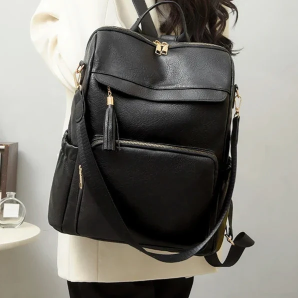 KLASSISCHER Rucksack aus veganem Leder