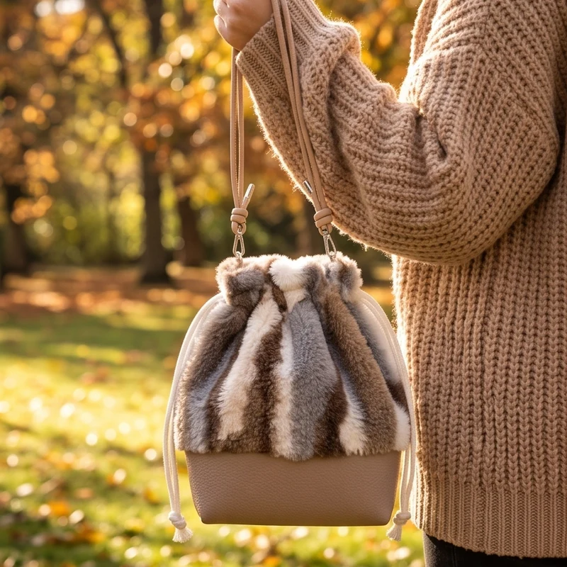 Bucket Bag Fell grau beige