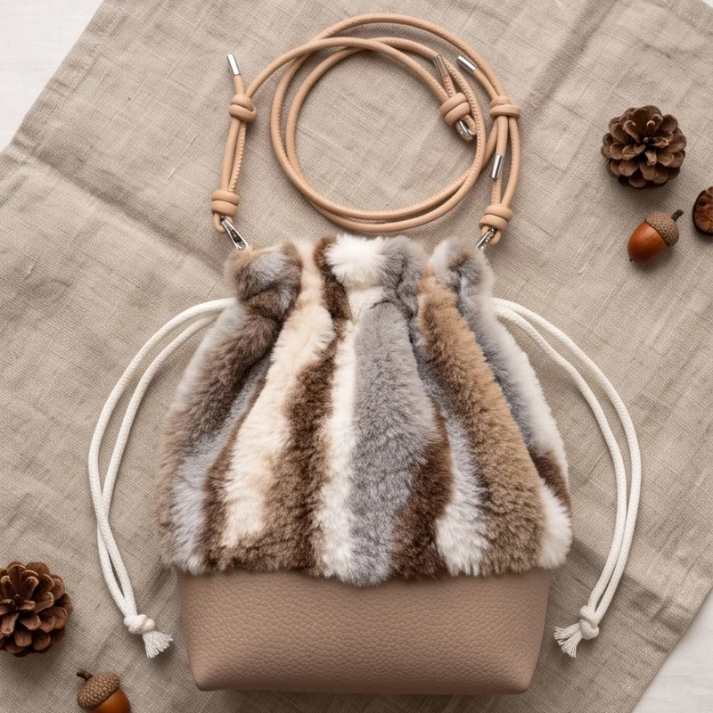 Bucket Bag Fell grau beige