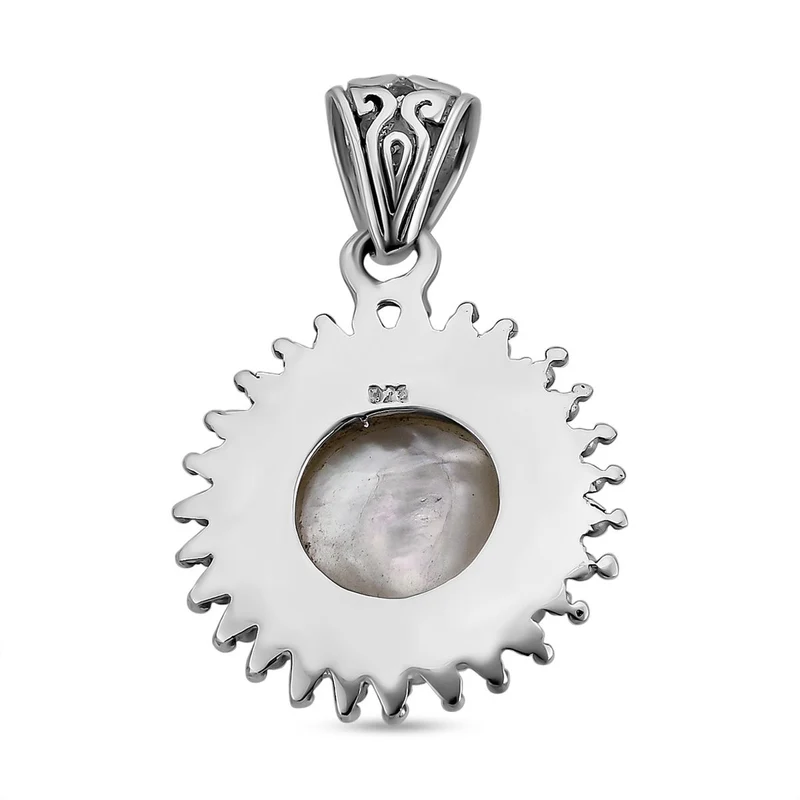 Royal Bali Kollektion - weiße Mabe Perle Anhänger 925 Silber