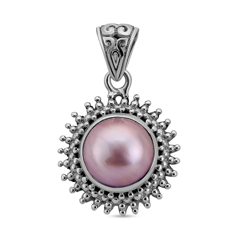 Royal Bali Kollektion - weiße Mabe Perle Anhänger 925 Silber