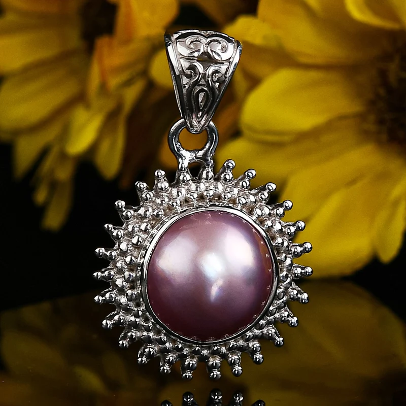 Royal Bali Kollektion - weiße Mabe Perle Anhänger 925 Silber