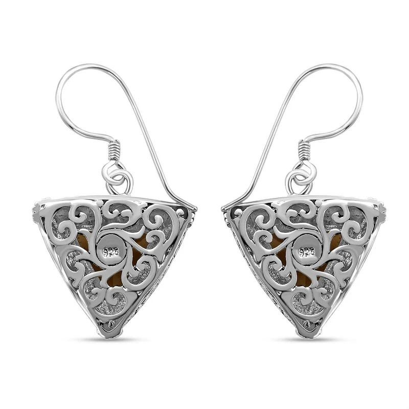 Royal Bali Kollektion - Citrin Ohrringe 925 Silber ca. 9.62 ct