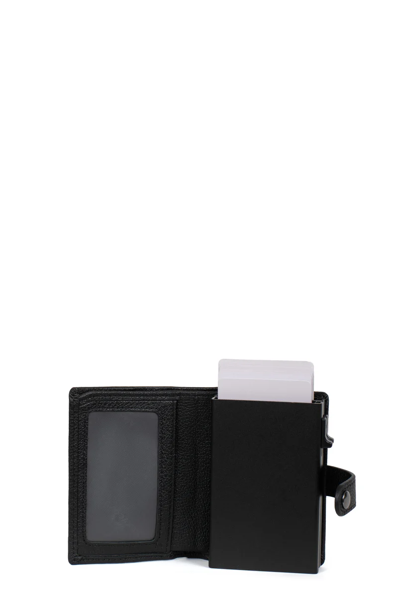 Boîtier porte-cartes - 1 volet - Stop RFID - Cuir