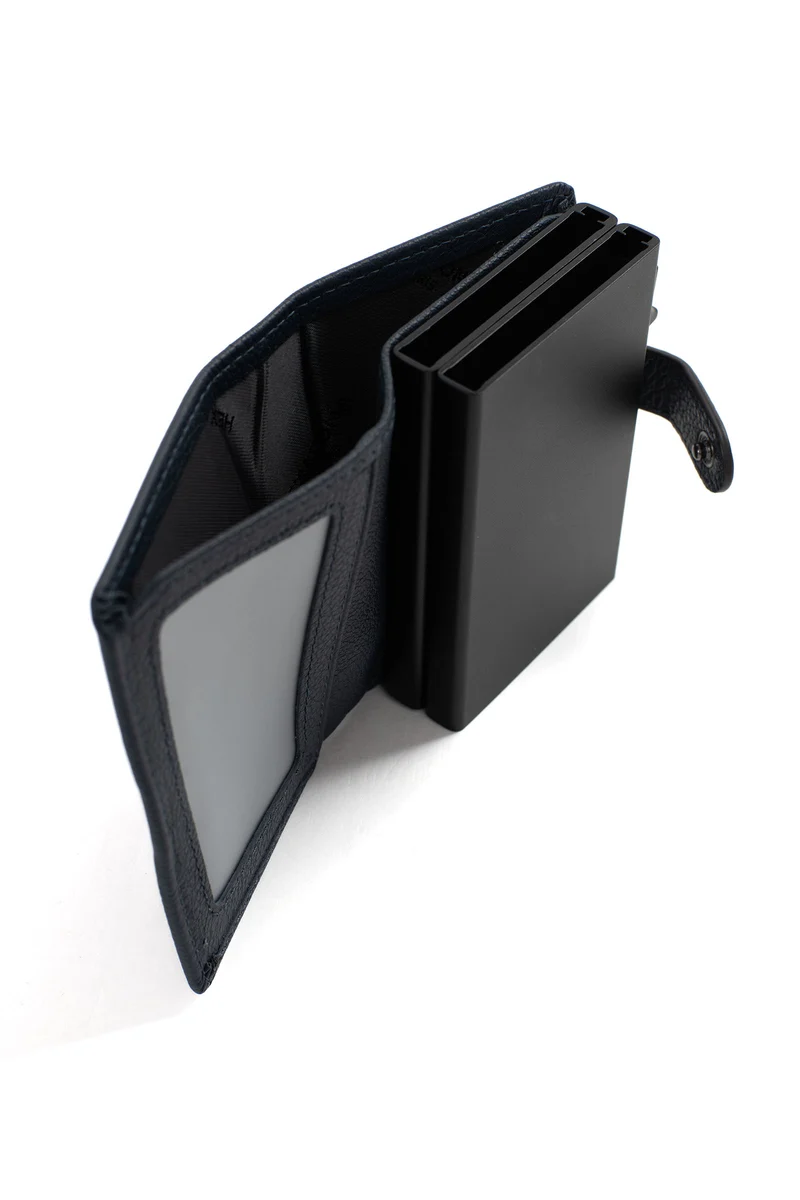 Boîtier porte-cartes - 1 volet - Stop RFID - Cuir