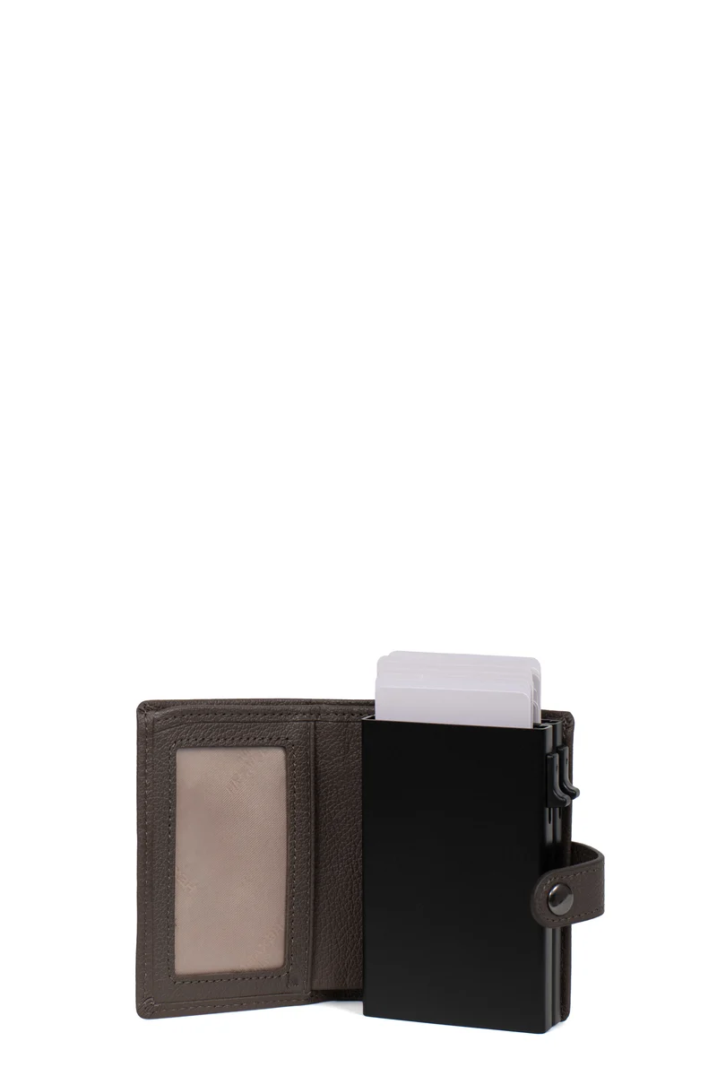 Boîtier porte-cartes - 1 volet - Stop RFID - Cuir