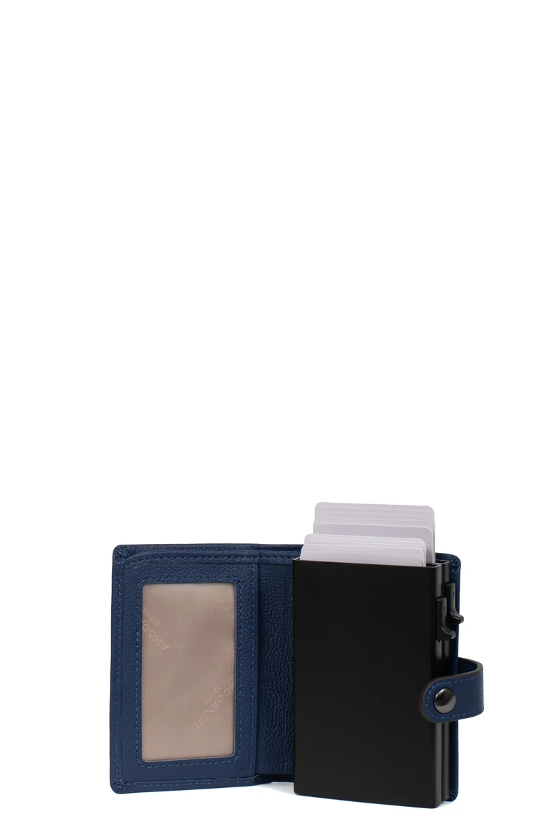 Boîtier porte-cartes - 1 volet - Stop RFID - Cuir