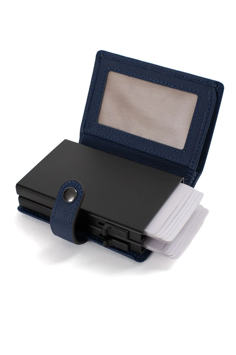 Boîtier porte-cartes - 1 volet - Stop RFID - Cuir