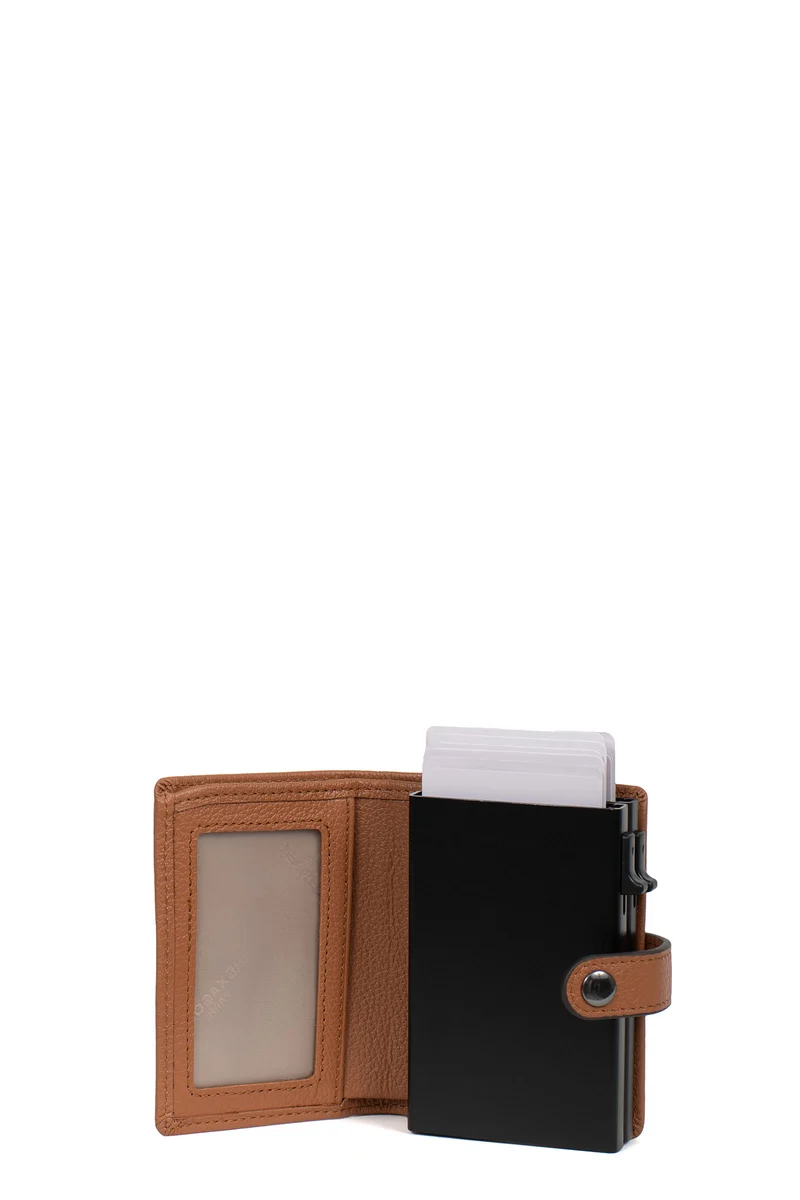 Boîtier porte-cartes - 1 volet - Stop RFID - Cuir