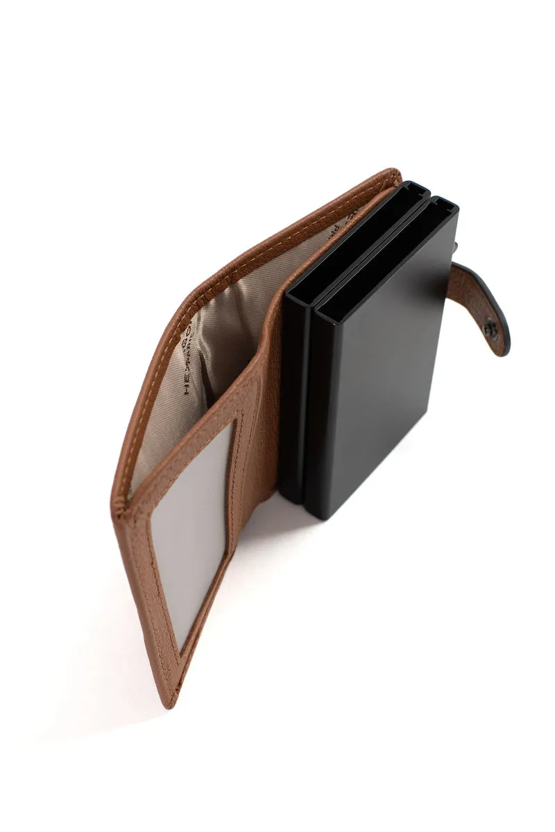Boîtier porte-cartes - 1 volet - Stop RFID - Cuir