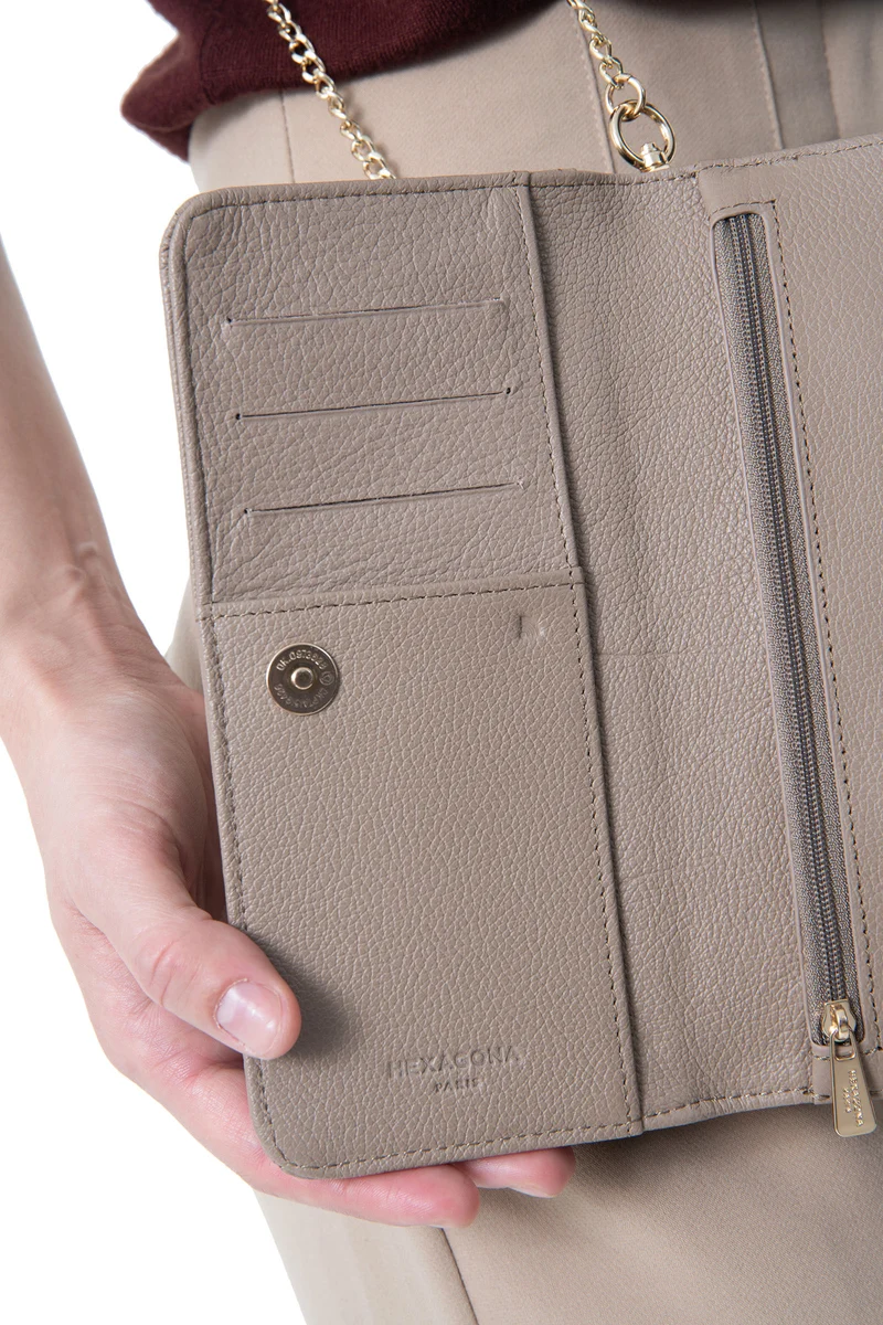Pochette téléphone avec portefeuille - 1 volet - Stop RFID - Cuir