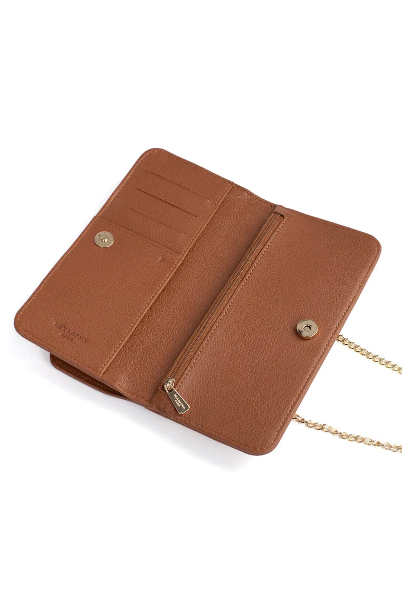 Pochette téléphone avec portefeuille - 1 volet - Stop RFID - Cuir