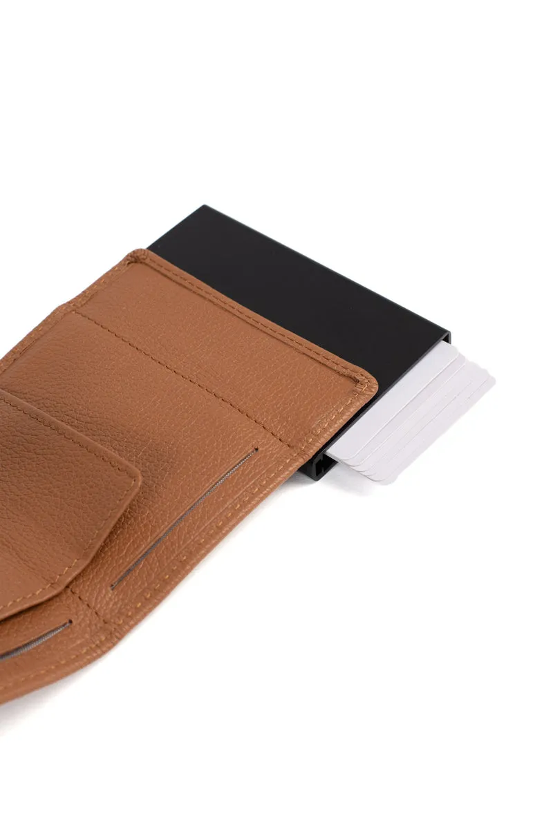 Boîtier porte-cartes - 2 volets - Stop RFID - Cuir