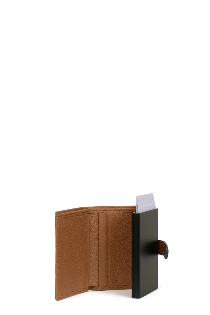 Boîtier porte-cartes - 2 volets - Stop RFID - Cuir