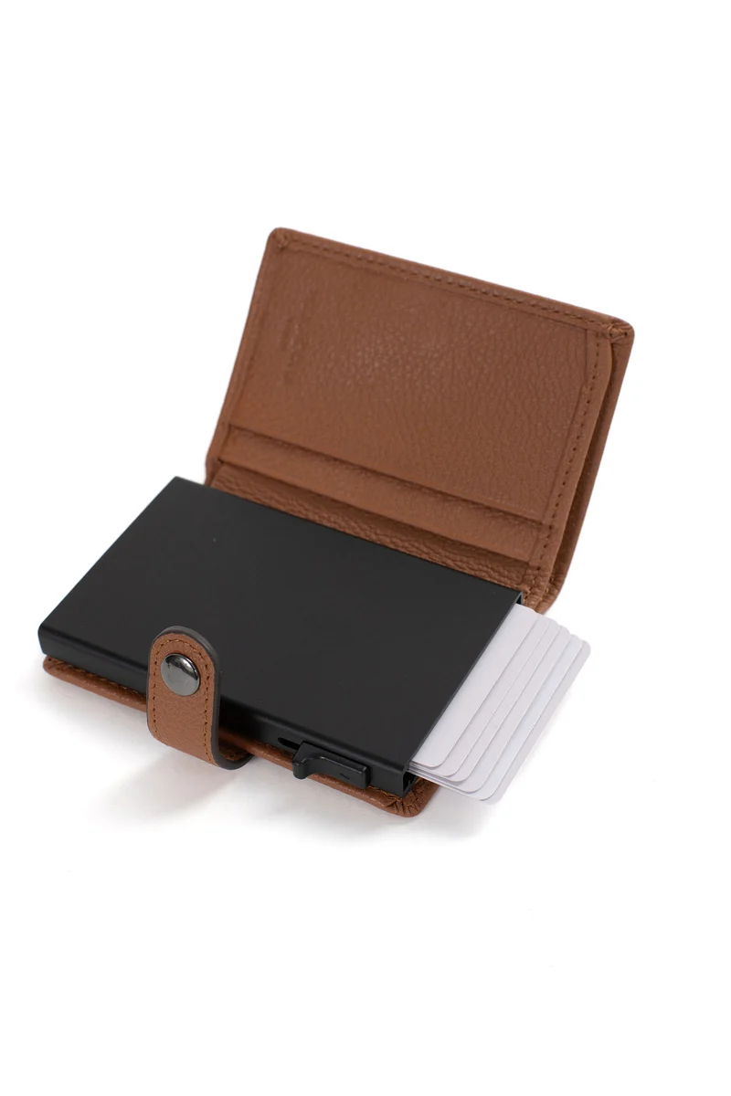 Boîtier porte-cartes - 2 volets - Stop RFID - Cuir