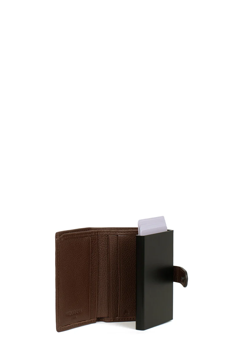 Boîtier porte-cartes - 2 volets - Stop RFID - Cuir