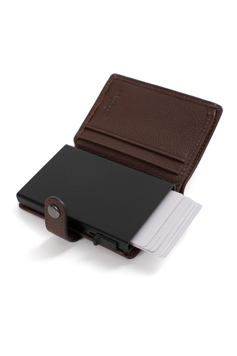 Boîtier porte-cartes - 2 volets - Stop RFID - Cuir