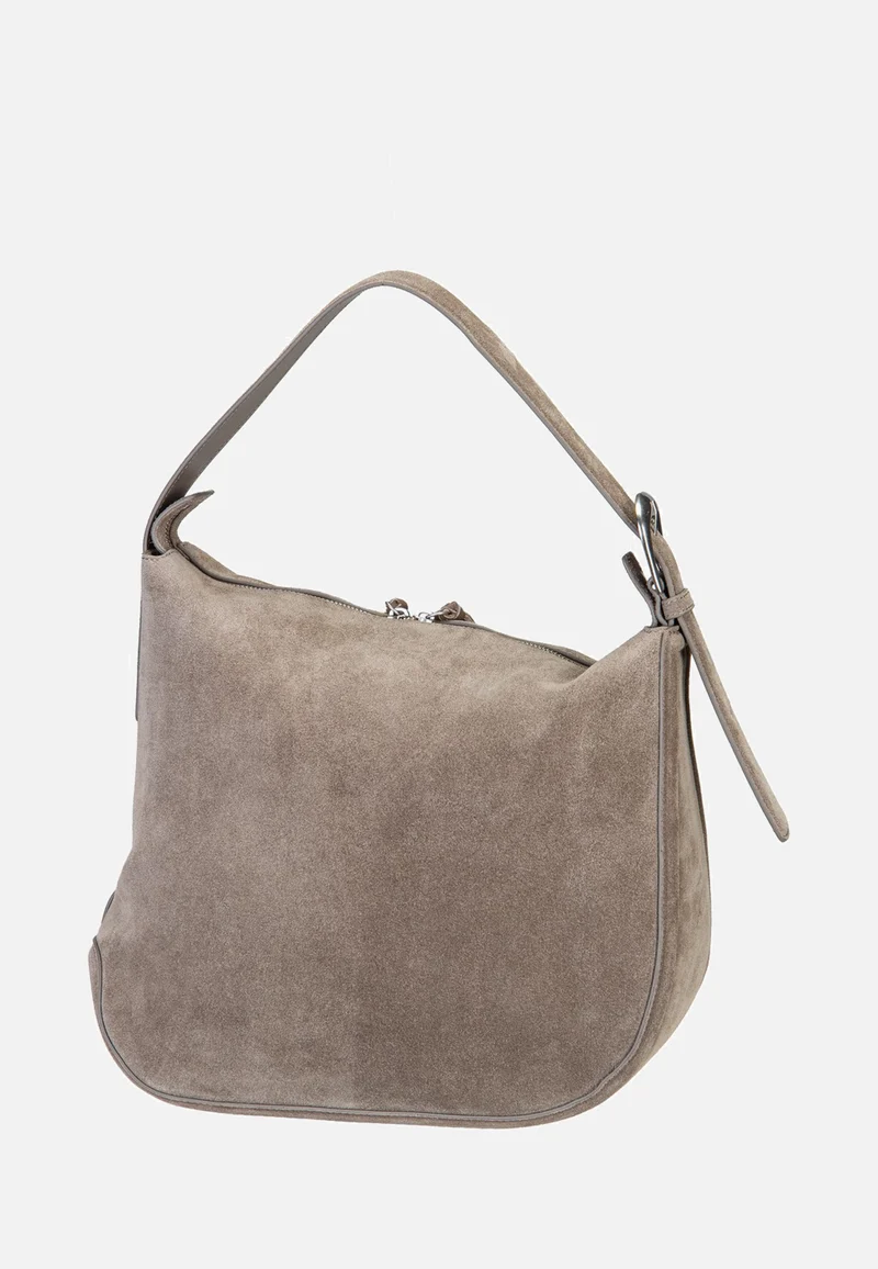 Ines Hobo L Suede Neutral Grey - Hobo Bag
